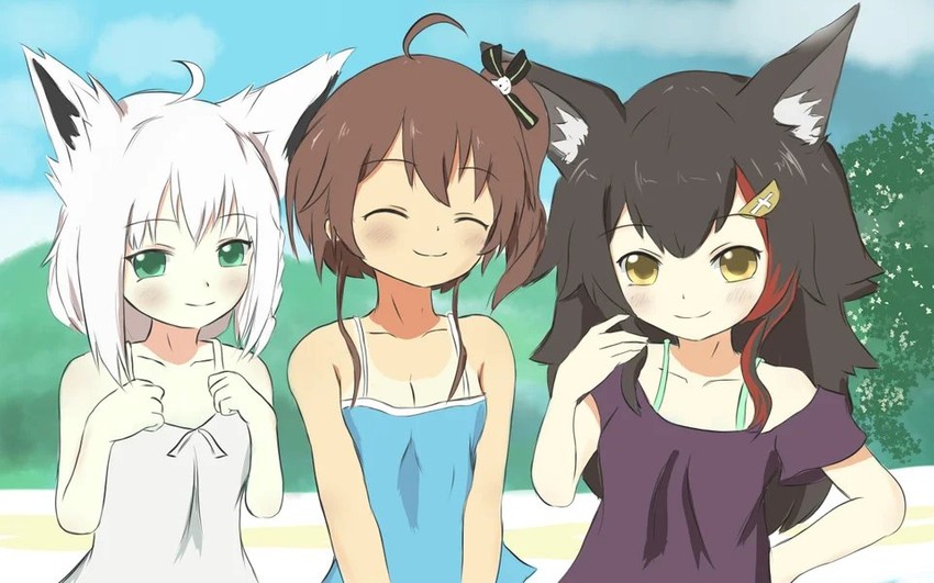 shirakami fubuki, ookami mio, natsuiro matsuri, adachi tenka, sayama chie, and 1 more (hololive and 1 more) drawn by kokowoch