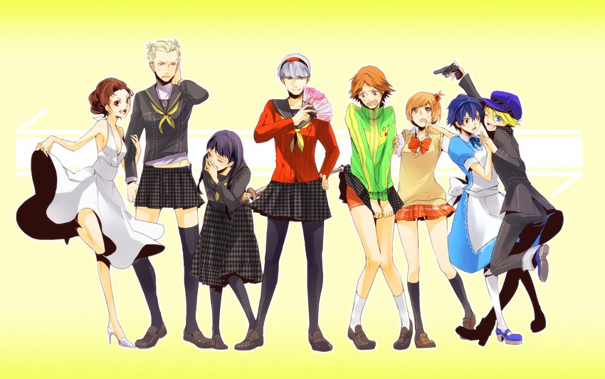 narukami yu, shirogane naoto, satonaka chie, kujikawa rise, amagi yukiko, and 4 more (persona and 1 more) drawn by mogmahiru