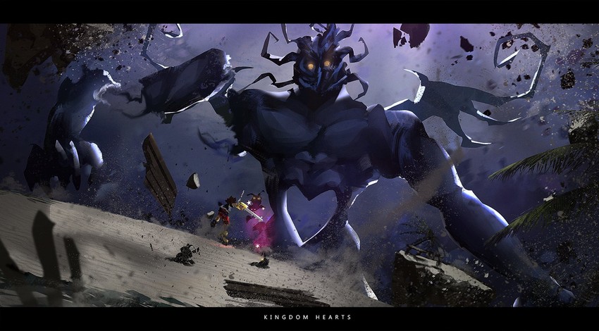 sora, shadow, and darkside (kingdom hearts and 1 more) drawn by otsumami_(bu-bu-heaven)