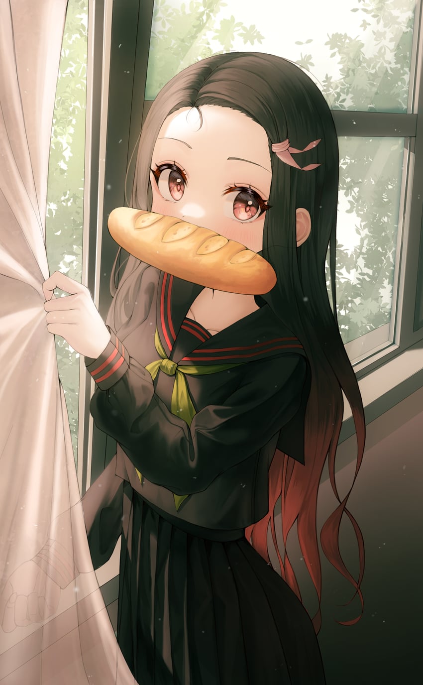 kamado nezuko (kimetsu no yaiba and 1 more) drawn by hirumi
