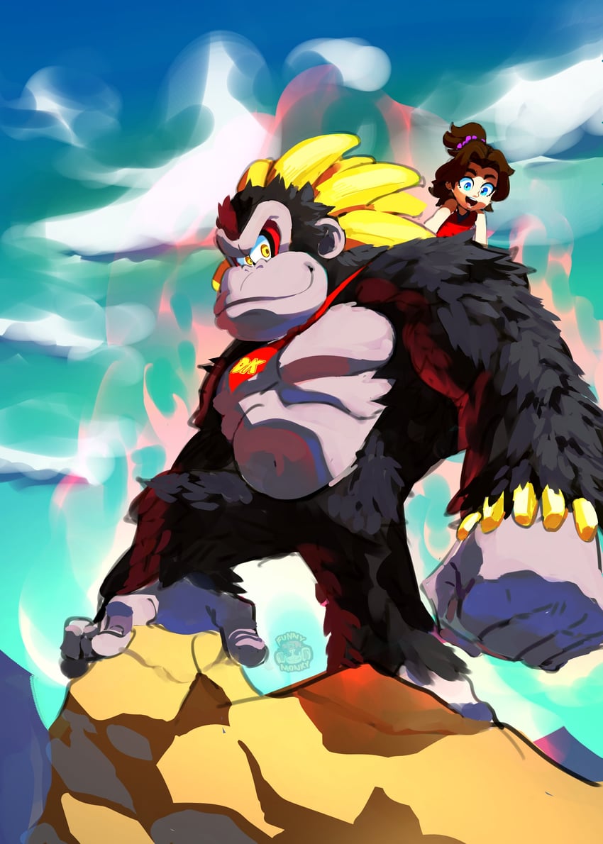 donkey kong, pauline, and kong bananza (donkey kong and 1 more) drawn by funnismonkis
