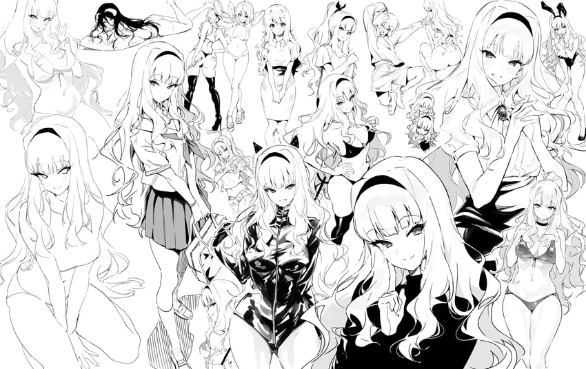 hoshii miki, shijou takane, and albedo (idolmaster and 1 more) drawn by midnamana