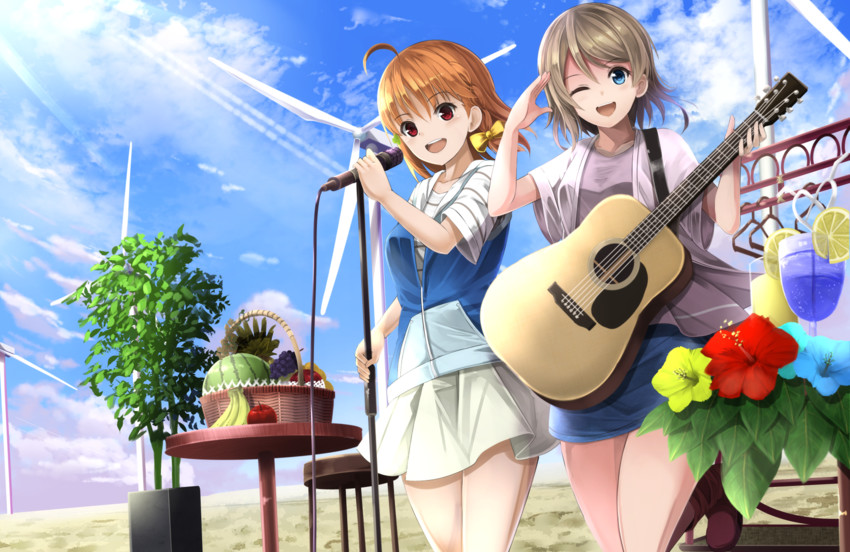 watanabe you and takami chika (love live! and 1 more) drawn by orein