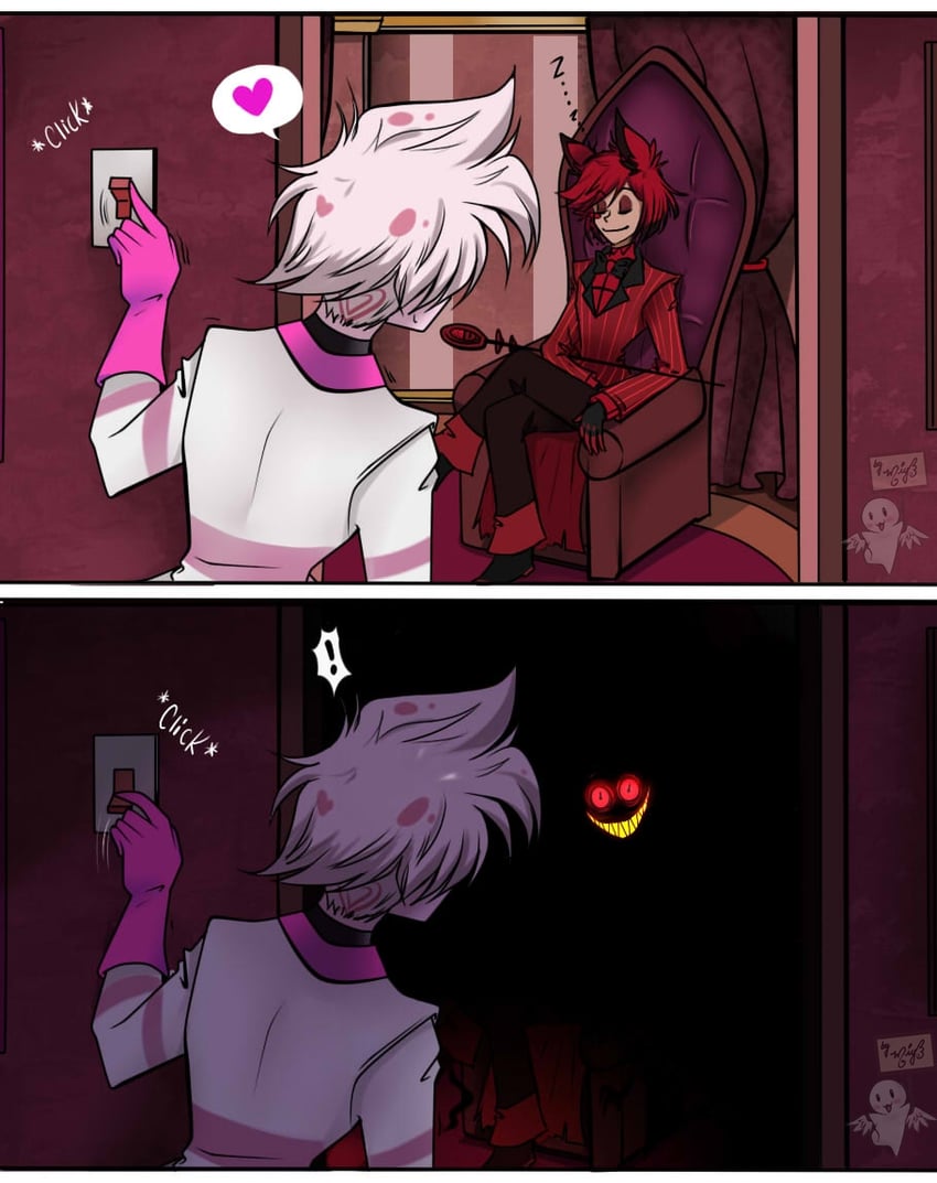 alastor and angel dust (hazbin hotel) drawn by miyuki-fanarts