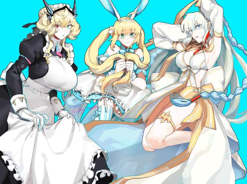 artoria pendragon, morgan le fay, artoria caster, and barghest (fate and 1 more) drawn by toura_higashi