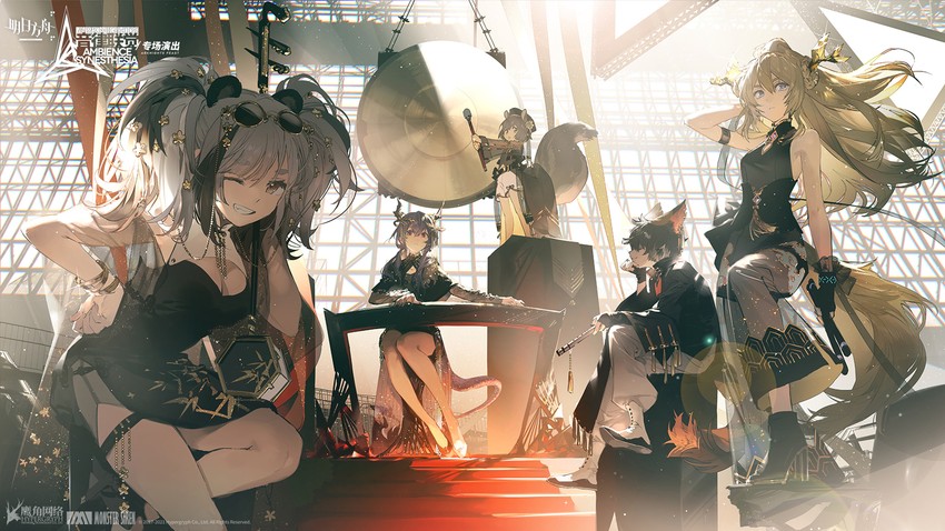 ch'en, feater, shaw, leizi, and aak (arknights and 1 more) drawn by rella