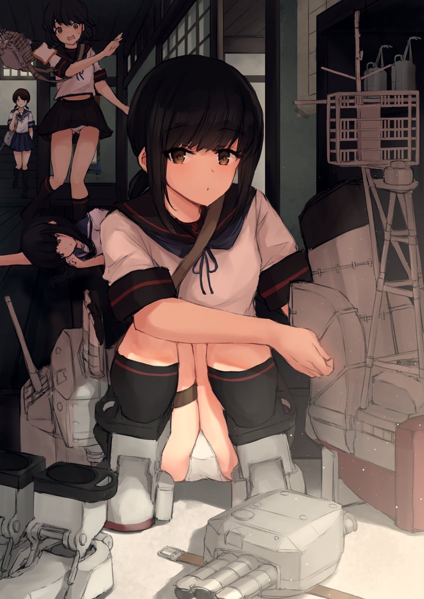 fubuki, hatsuyuki, miyuki, fubuki kai ni, shirayuki, and 1 more (kantai collection) drawn by k_jie