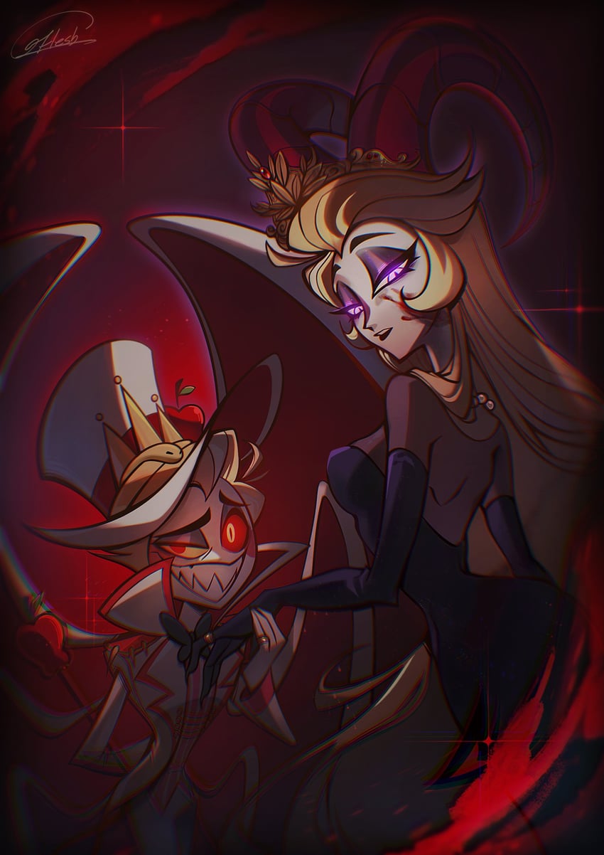 lucifer morningstar and lilith (hazbin hotel) drawn by fleshbd99