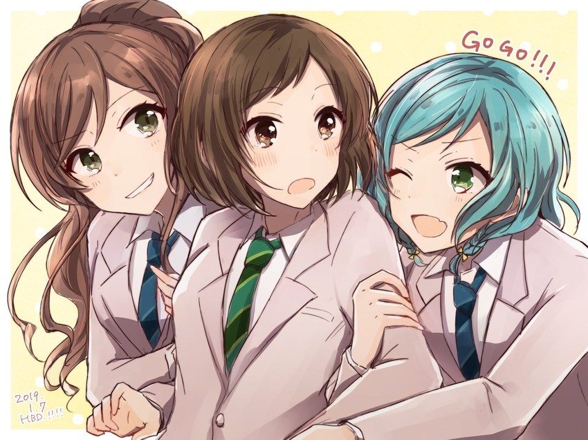 hikawa hina, imai lisa, and hazawa tsugumi (bang dream!) drawn by semikaskas