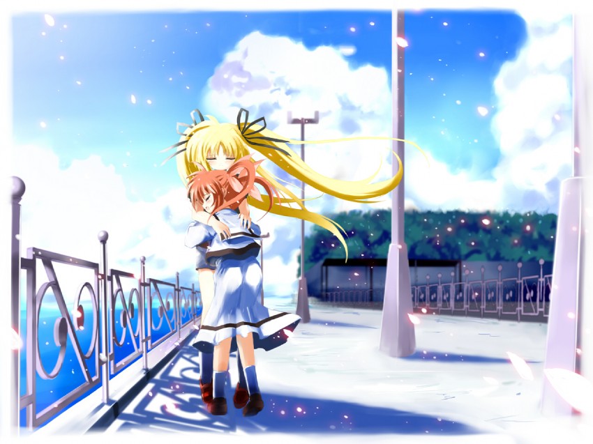 fate testarossa and takamachi nanoha (lyrical nanoha and 1 more) drawn by shino_(eefy)