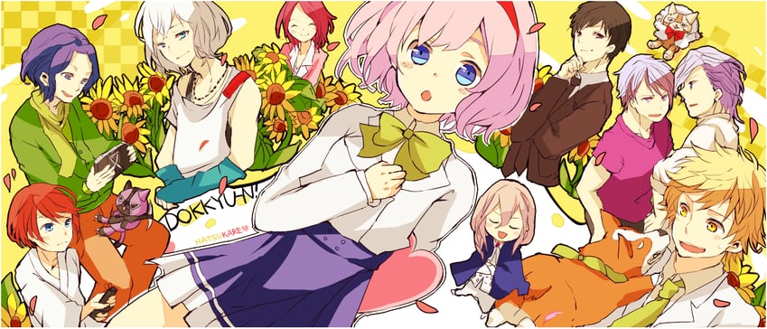 shinomiya yui, shinomiya daichi, kariya reiji, asahina kakeru, kujou mizuki, and 5 more (hatsukare ren'ai debut sengen!) drawn by kosaki
