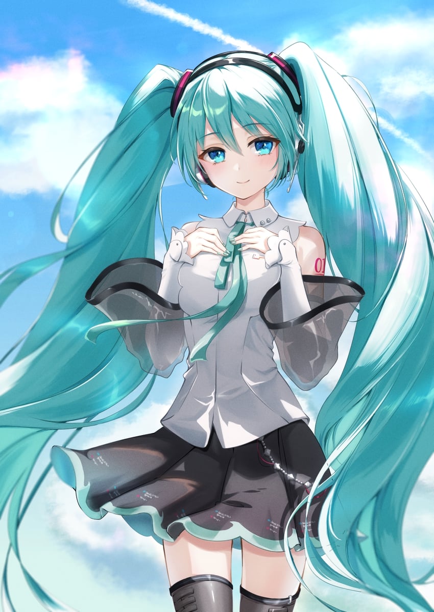 hatsune miku (vocaloid and 1 more) drawn by omo_omochi_zzz