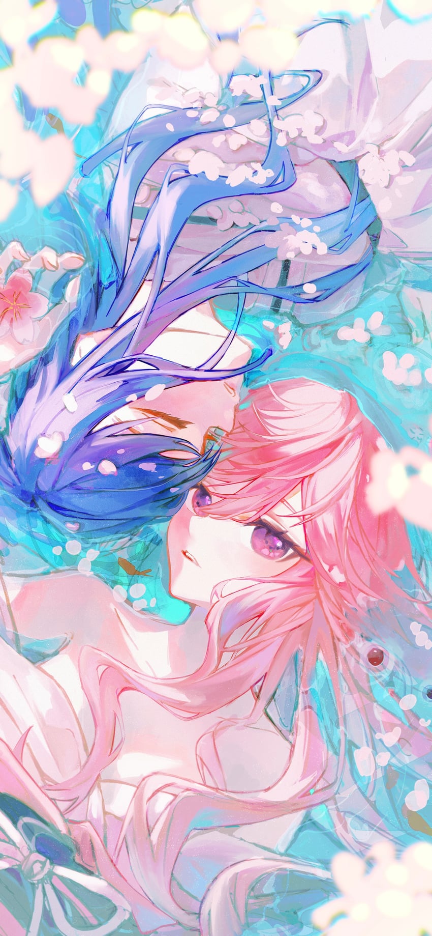 raiden shogun and yae miko (genshin impact) drawn by guxianyueyi