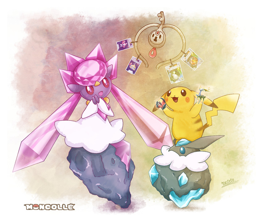 pikachu, diancie, yveltal, xerneas, klefki, and 1 more (pokemon) drawn by tokiteto