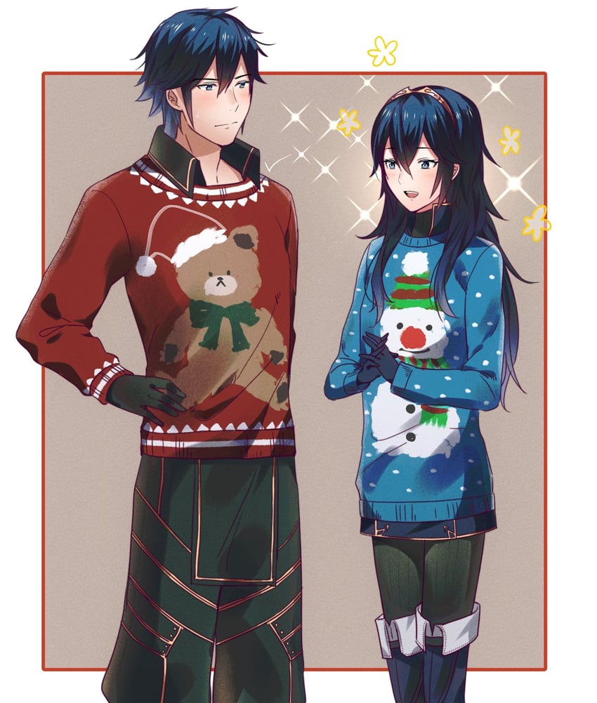 lucina and chrom (fire emblem and 1 more) drawn by ameno_(a_meno0)