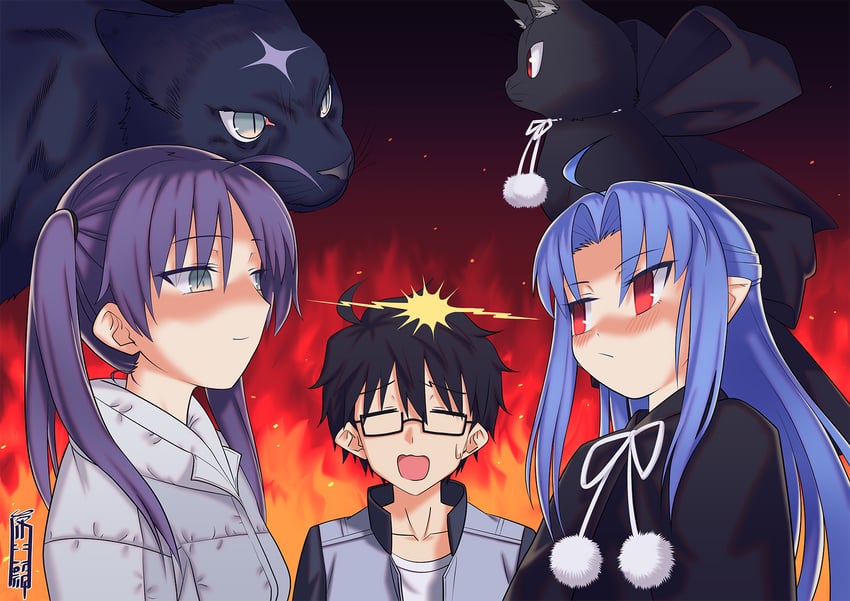 tohno shiki, len, and saiki mio (tsukihime) drawn by okuribi