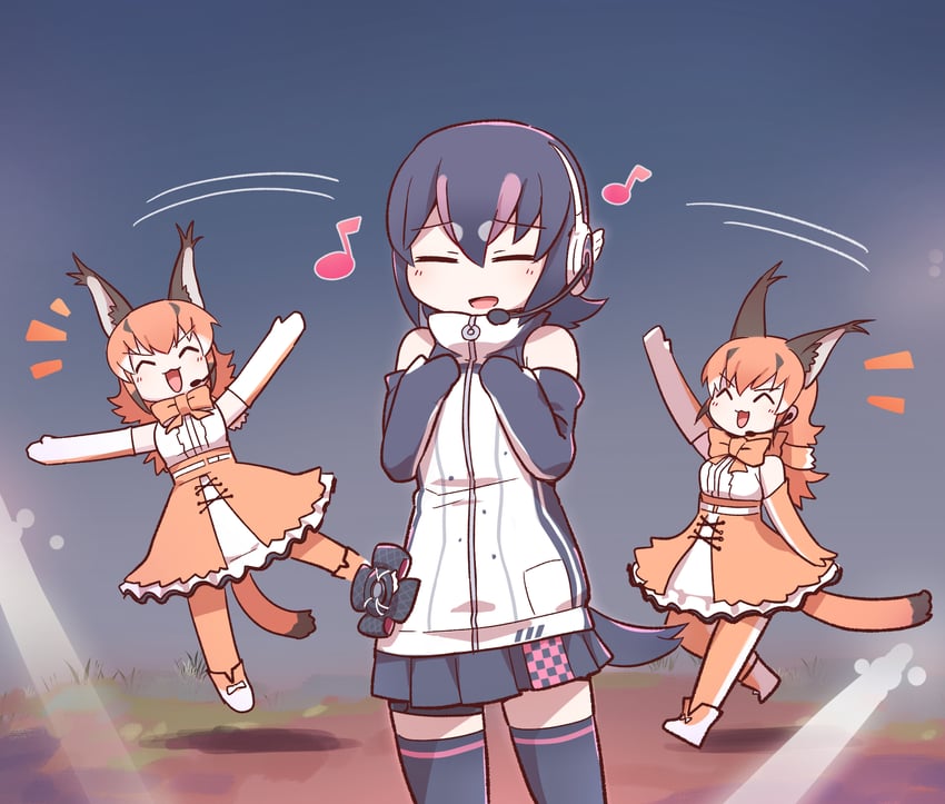 humboldt penguin and caracal (kemono friends and 1 more) drawn by 0x0082