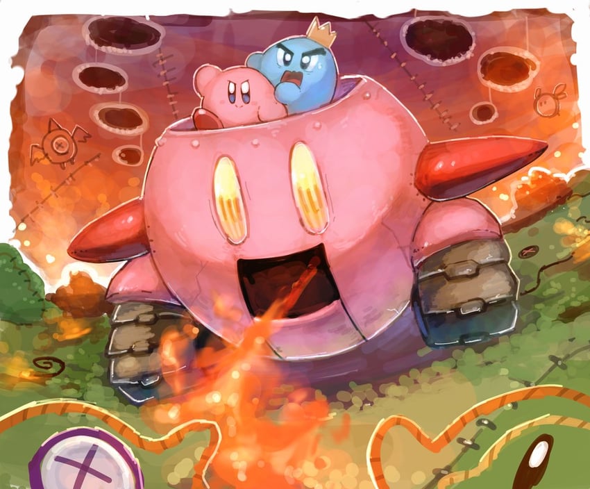 kirby, waddle dee, waddle doo, and prince fluff (kirby and 1 more) drawn by shiburingaru