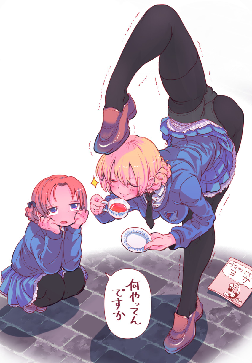 darjeeling and orange pekoe (girls und panzer) drawn by engwork