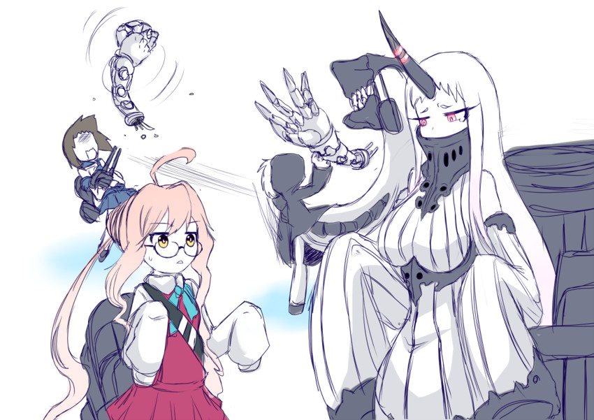 fubuki, seaport princess, re-class battleship, and makigumo (kantai collection) drawn by ogawa_shou