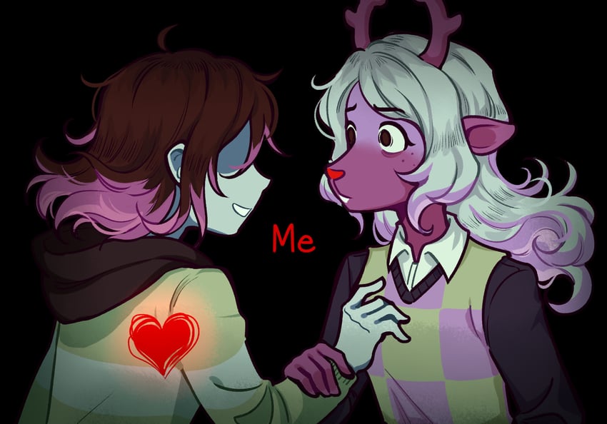 kris, noelle holiday, soul, and vessel (deltarune) drawn by drawthiere