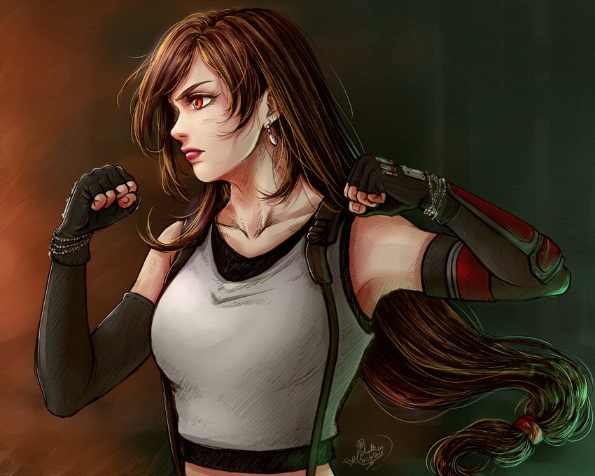 tifa lockhart (final fantasy and 2 more) drawn by michelle_kristolia
