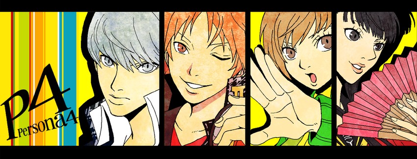 narukami yu, satonaka chie, amagi yukiko, and hanamura yousuke (persona and 1 more) drawn by kiyu_(zuyu)