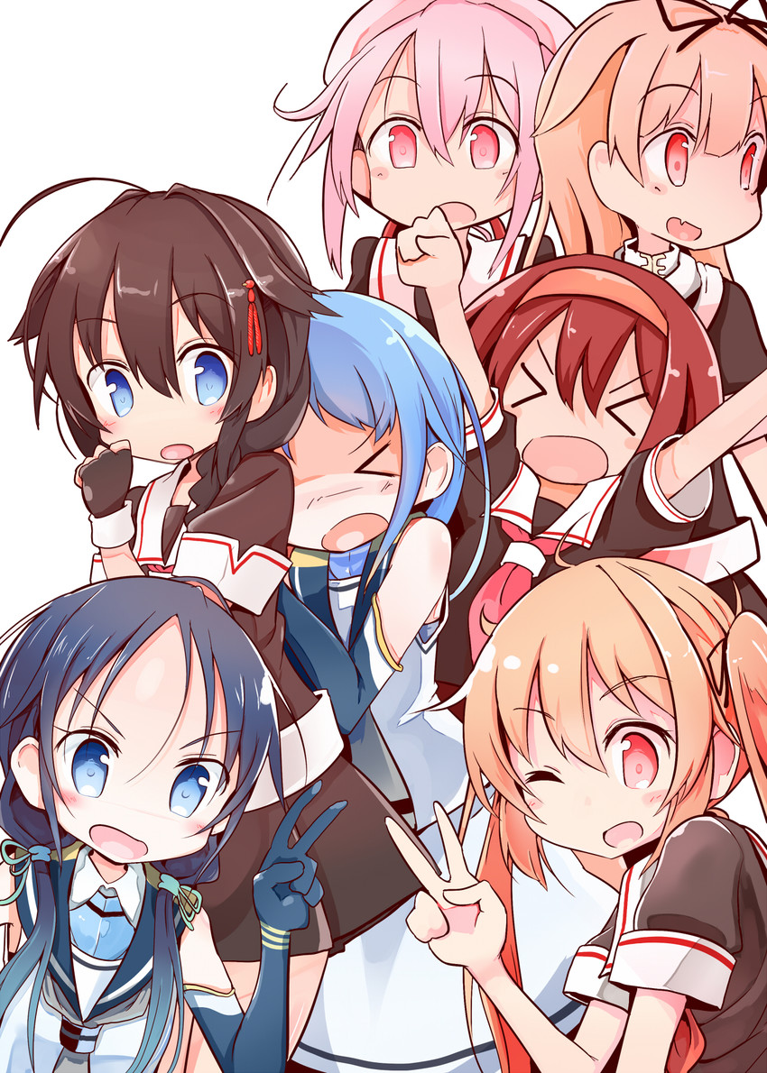 shigure, yuudachi, shigure kai ni, yuudachi kai ni, samidare, and 4 more (kantai collection) drawn by maiku