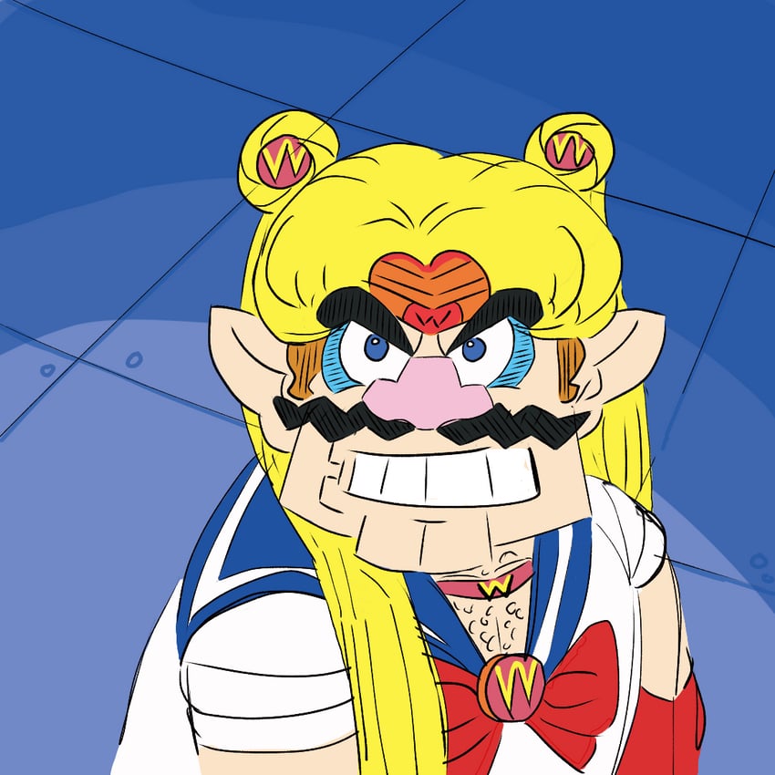 sailor moon and wario (bishoujo senshi sailor moon and 1 more) drawn by layman_ahoy