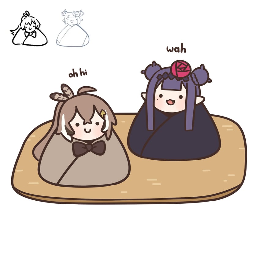 ninomae ina'nis and nanashi mumei (hololive and 1 more) drawn by bloodymoonia