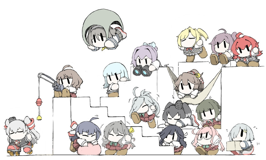 hamakaze, amatsukaze, shiranui, naganami, tokitsukaze, and 12 more (kantai collection) drawn by task_(s_task80)