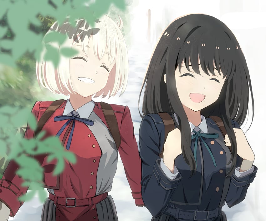 nishikigi chisato and inoue takina (lycoris recoil) drawn by teyukosu
