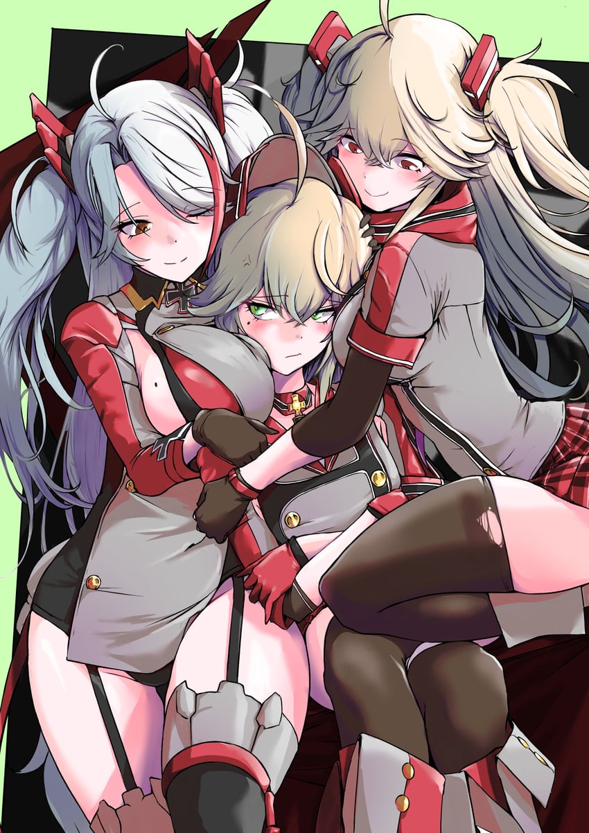 prinz eugen, admiral hipper, and bluecher (azur lane) drawn by p.i.t.d