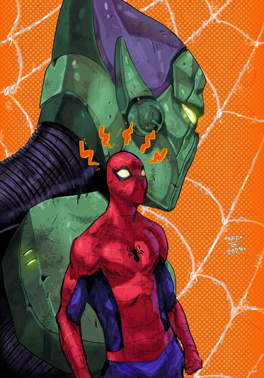 spider-man and green goblin (marvel and 1 more) drawn by its_nad_art