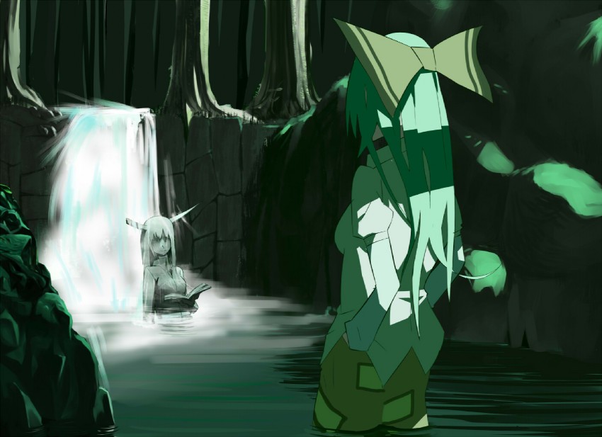 fujiwara no mokou, kamishirasawa keine, and ex-keine (touhou) drawn by c-button
