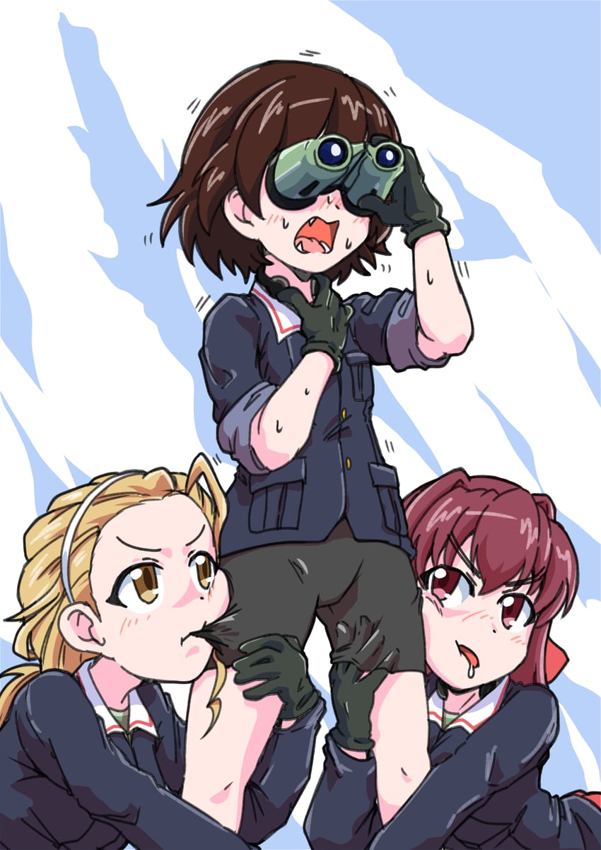 kondou taeko, isobe noriko, and sasaki akebi (girls und panzer and 1 more) drawn by 7654_dog