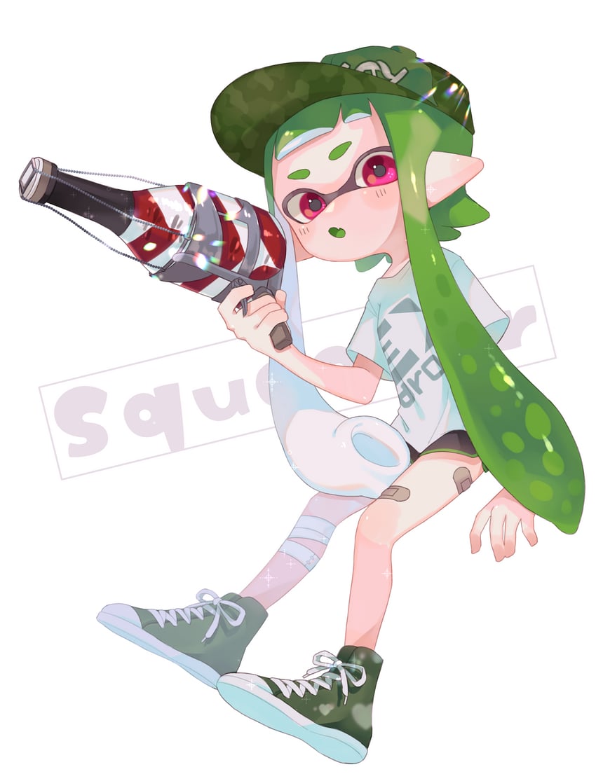 inkling player character and inkling girl (splatoon) drawn by sabata_saba