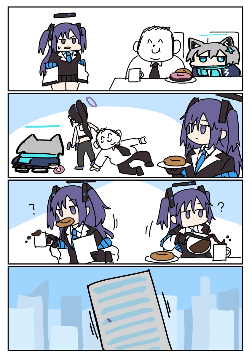 sensei, yuuka, doodle sensei, shiroko, and sumire (blue archive) drawn by tenten_(chan4545)