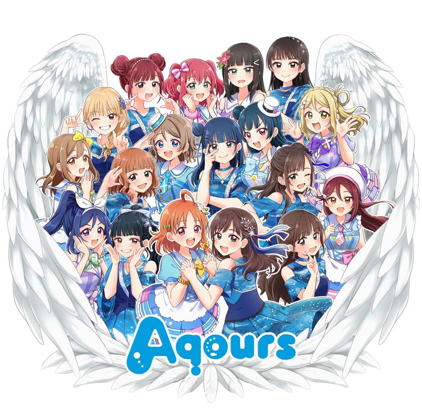 watanabe you, tsushima yoshiko, sakurauchi riko, takami chika, matsuura kanan, and 13 more (love live! and 1 more) drawn by takaneandeli