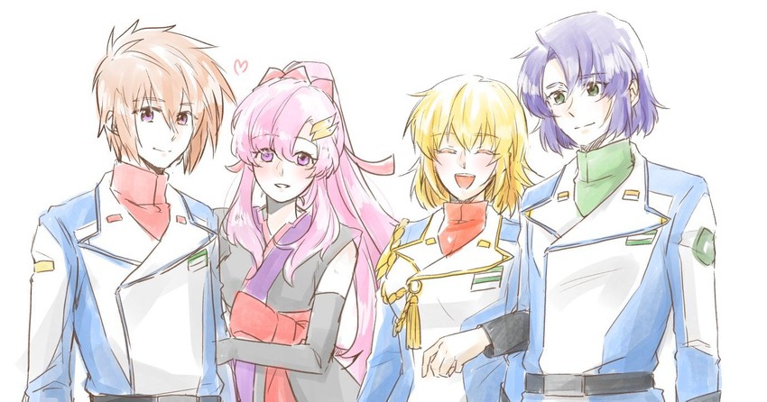 cagalli yula athha, athrun zala, lacus clyne, and kira yamato (gundam and 2 more) drawn by taam