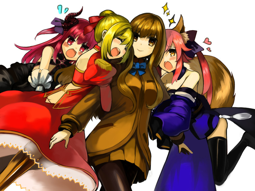 tamamo, nero claudius, tamamo no mae, elizabeth bathory, and kishinami hakuno (fate and 2 more) drawn by chakku_kanda