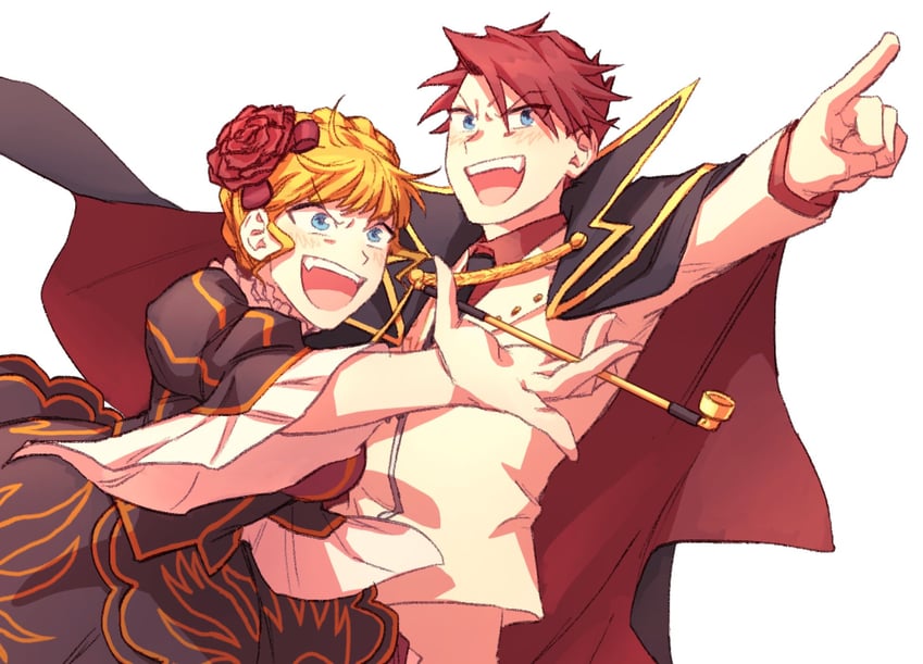 beatrice and ushiromiya battler (umineko no naku koro ni) drawn by hswoimuxk0pwr0h_(bbdan)