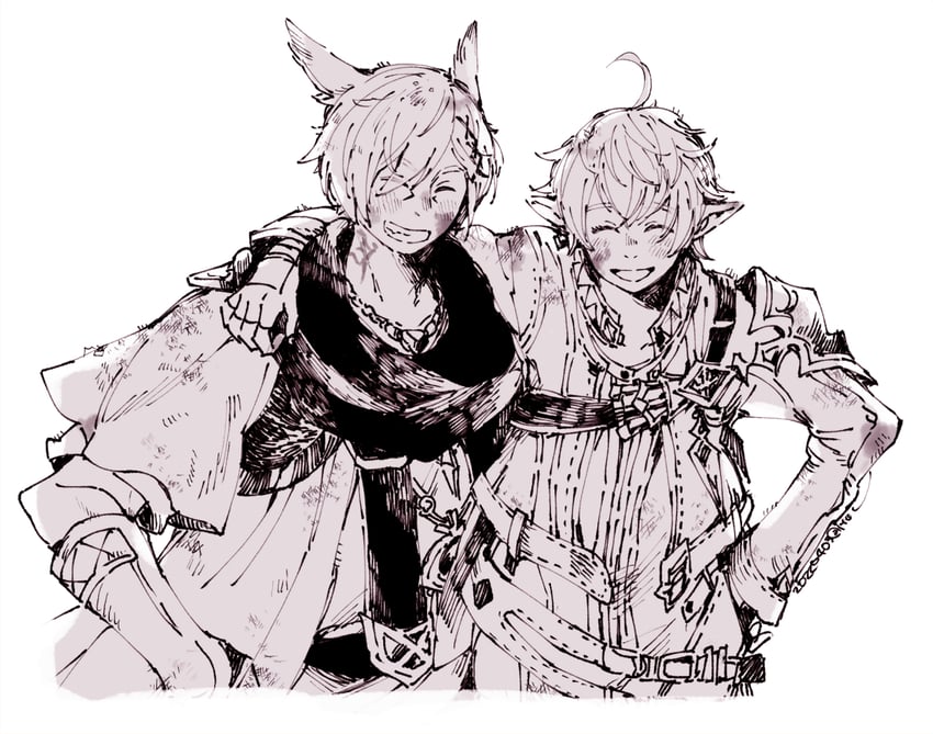 g'raha tia and alisaie leveilleur (final fantasy and 1 more) drawn by itowo_(itowc)