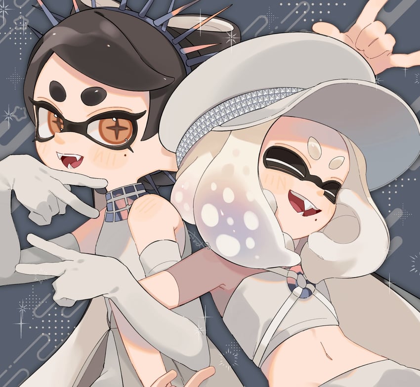 callie and pearl (splatoon and 1 more) drawn by sabata_saba