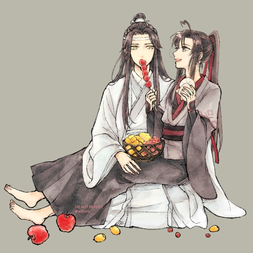 wei wuxian and lan wangji (modao zushi) drawn by w2biiro