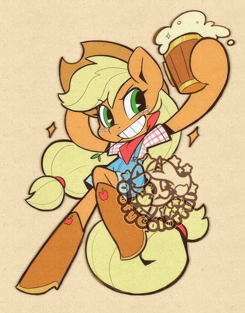 applejack (my little pony and 1 more) drawn by oofycolorful