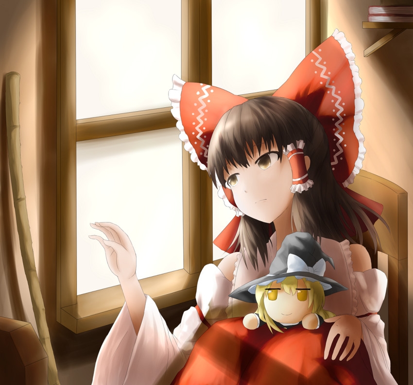 hakurei reimu and kirisame marisa (touhou) drawn by fen_zuo