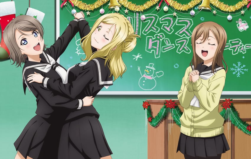watanabe you, kunikida hanamaru, and ohara mari (love live! and 1 more)
