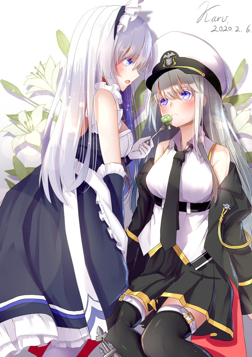 belfast and enterprise (azur lane) drawn by karv