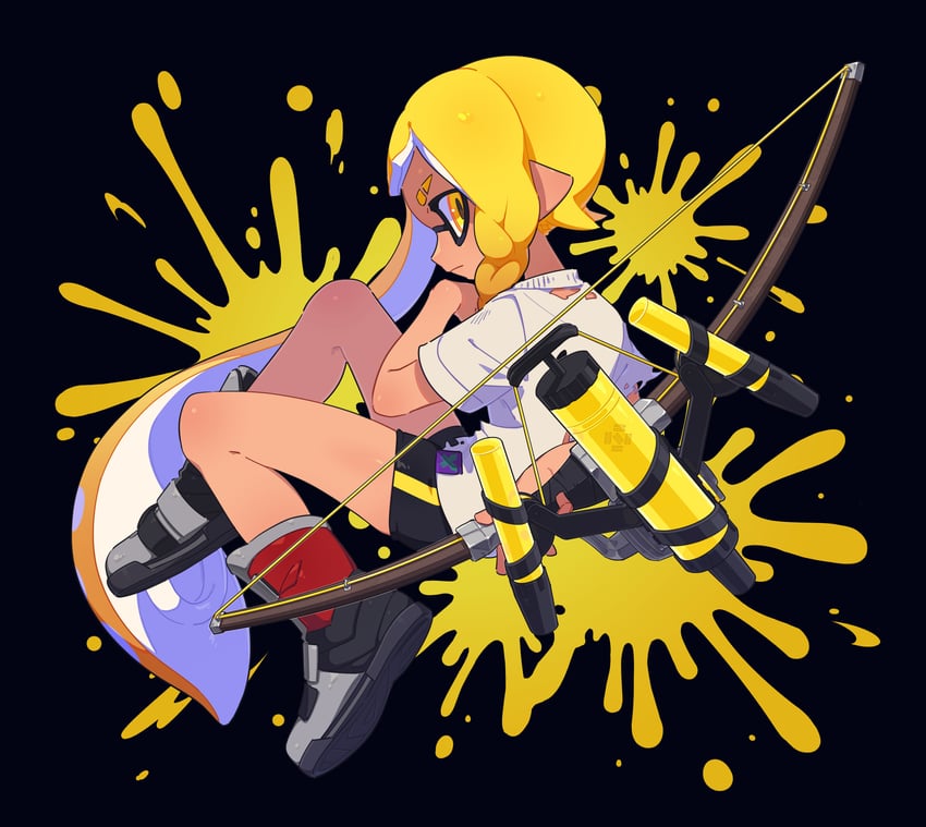 inkling player character and inkling girl (splatoon and 1 more) drawn by surume01417